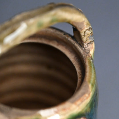 Antique Japanese Seto-Oribe Sake Tsugi Tokkuri
