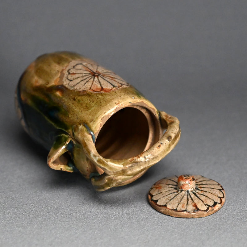 Antique Japanese Seto-Oribe Sake Tsugi Tokkuri
