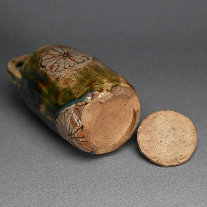 Antique Japanese Seto-Oribe Sake Tsugi Tokkuri
