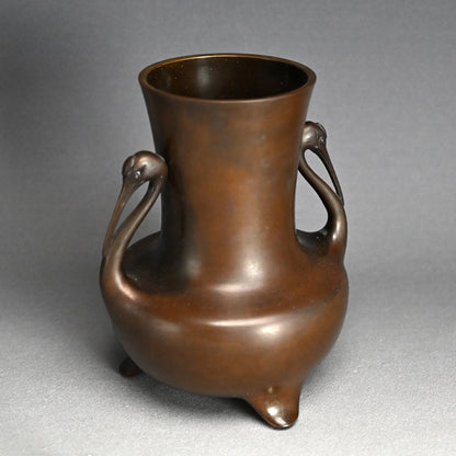 Bronze Vase with Crane Head Handles,Yoshimasa