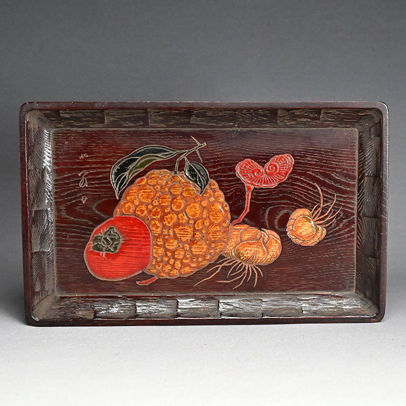 Fine Carved and Lacquered Sanuki-bori Tray