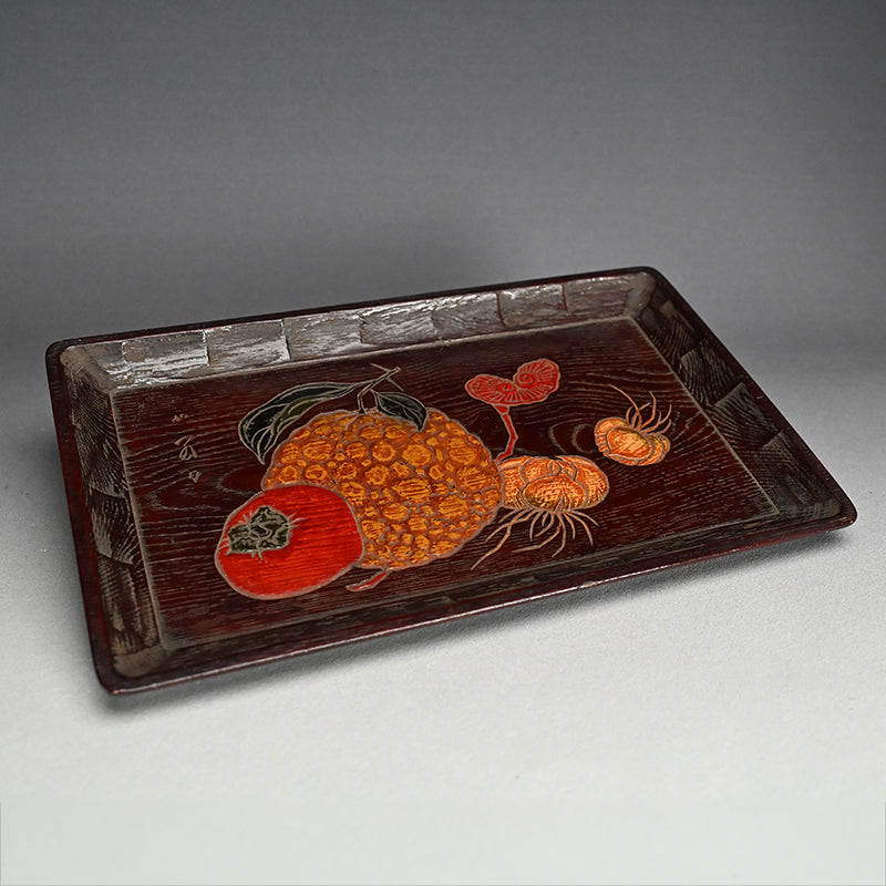Fine Carved and Lacquered Sanuki-bori Tray