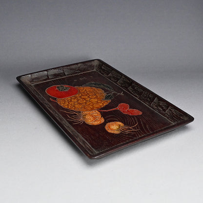 Fine Carved and Lacquered Sanuki-bori Tray