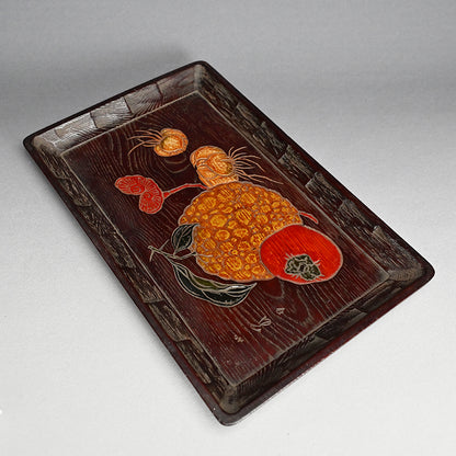 Fine Carved and Lacquered Sanuki-bori Tray