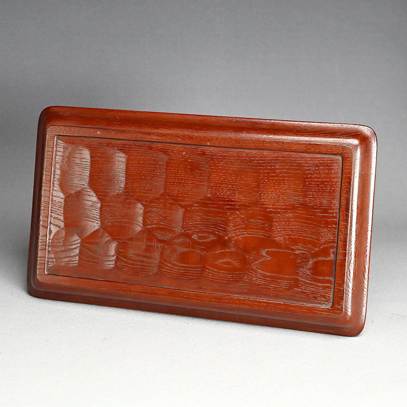 Carved & Lacquered Sanuki-bori Tray ー松堂 道人 "角盆"