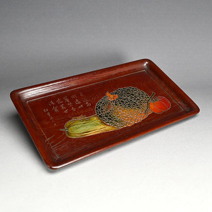 Carved & Lacquered Sanuki-bori Tray ー松堂 道人 "角盆"