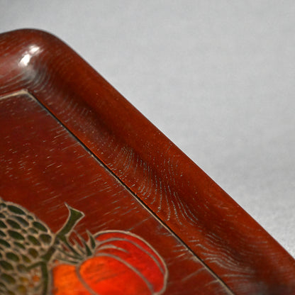 Carved & Lacquered Sanuki-bori Tray ー松堂 道人 "角盆"