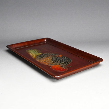 Carved & Lacquered Sanuki-bori Tray ー松堂 道人 "角盆"
