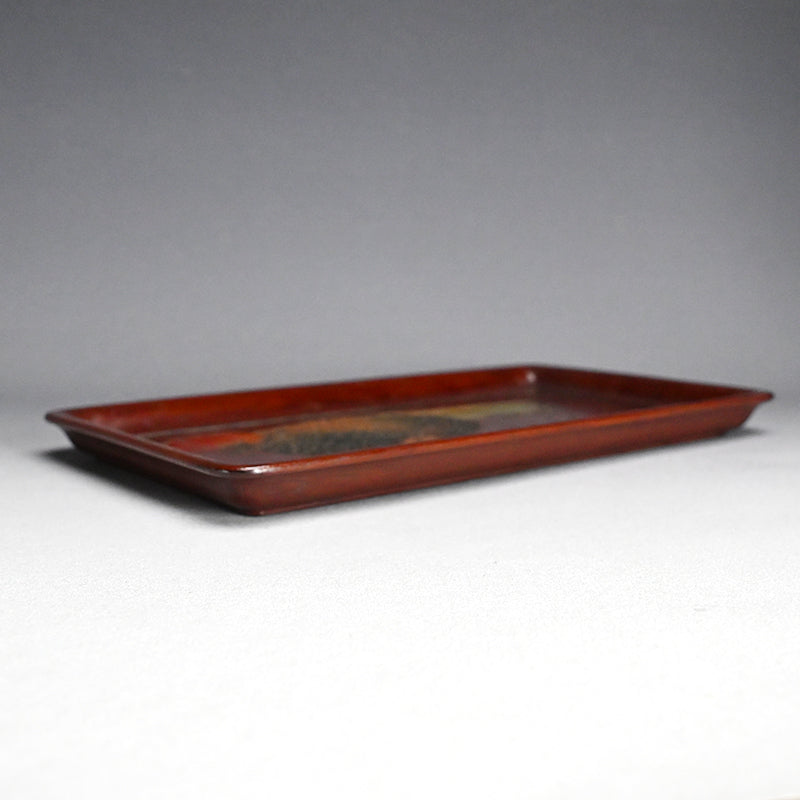 Carved & Lacquered Sanuki-bori Tray ー松堂 道人 "角盆"