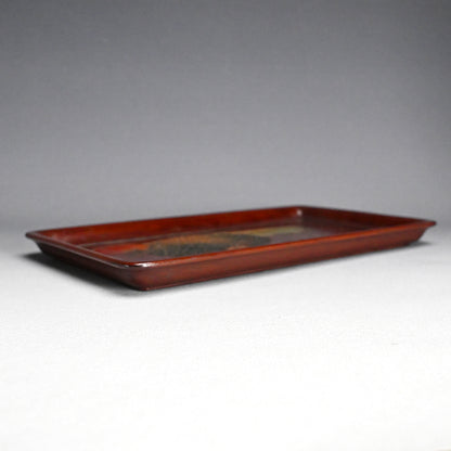 Carved & Lacquered Sanuki-bori Tray ー松堂 道人 "角盆"