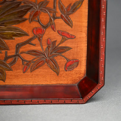 Hand-carved & Lacquered Sanukibori Tray by Myosetsu