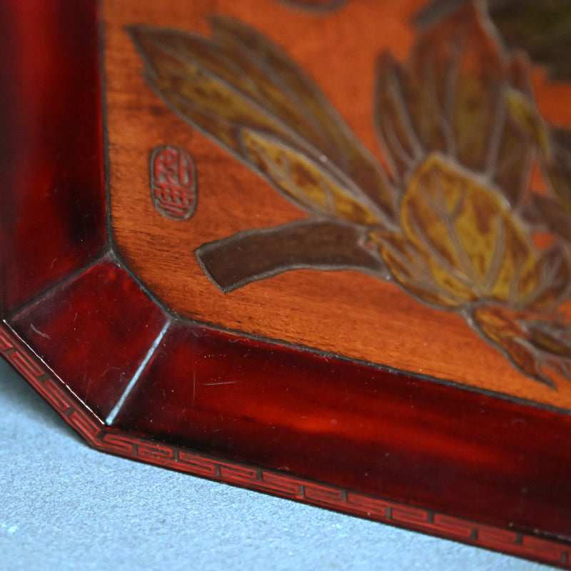 Hand-carved & Lacquered Sanukibori Tray by Myosetsu
