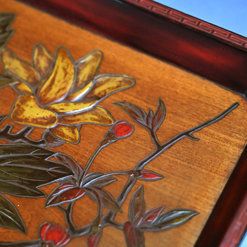 Hand-carved & Lacquered Sanukibori Tray by Myosetsu