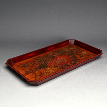 Hand-carved & Lacquered Sanukibori Tray by Myosetsu