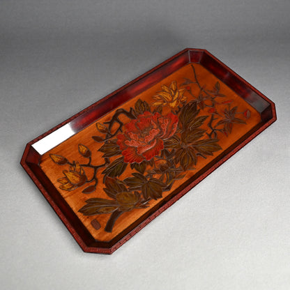 Hand-carved & Lacquered Sanukibori Tray by Myosetsu