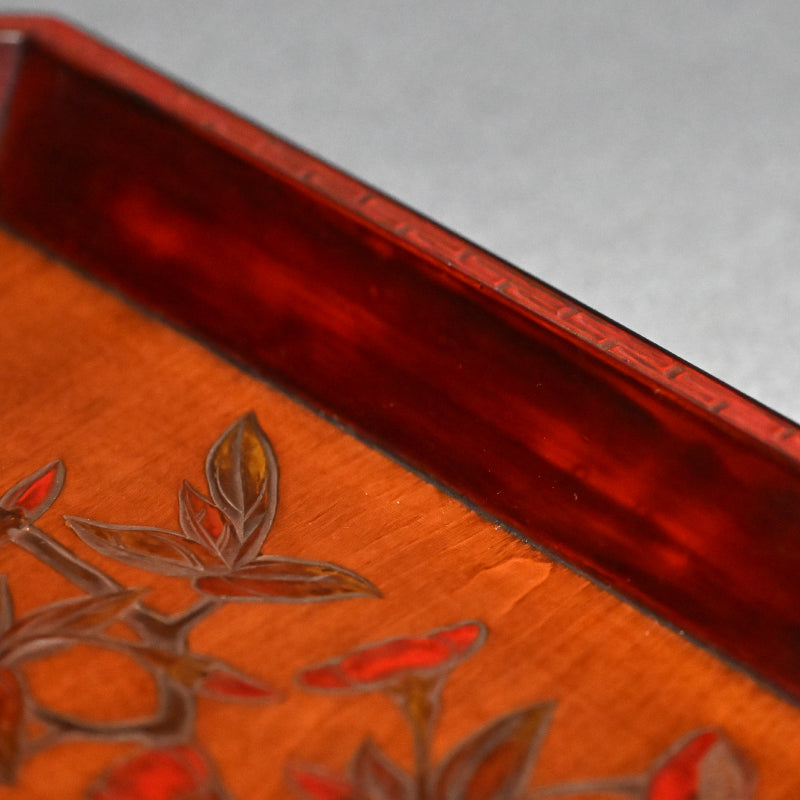 Hand-carved & Lacquered Sanukibori Tray by Myosetsu