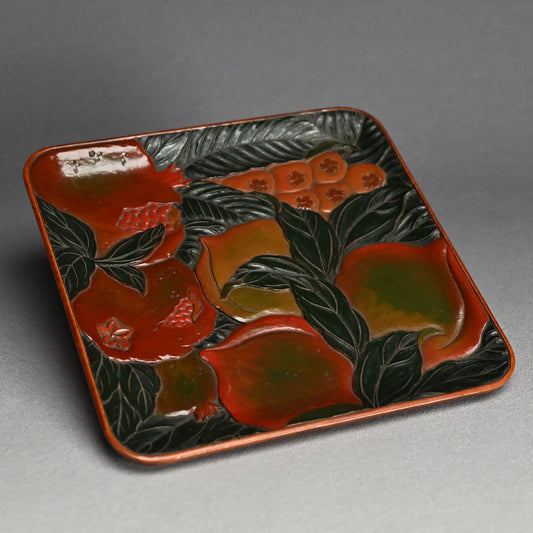 Small Carved Sanuki-bori Tea Tray by Sekkoku