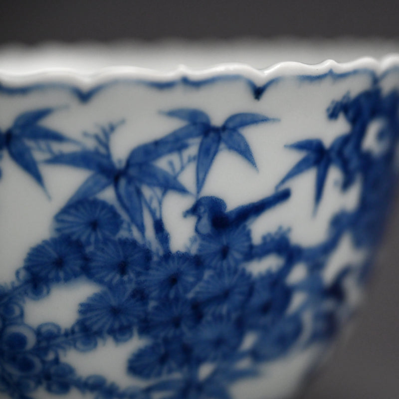 Blue & White Porcelain Bowl ー十四代 永樂 善五郎、得全 "松竹梅 染付写 鉢"