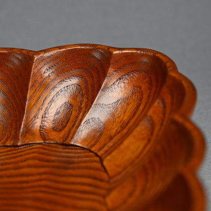 LNT Diamond-Shaped Foliated Wood Bowl ー中量 瑞真 “菱形輪花盛器”