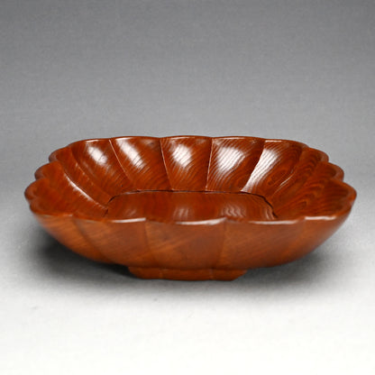 LNT Diamond-Shaped Foliated Wood Bowl ー中量 瑞真 “菱形輪花盛器”