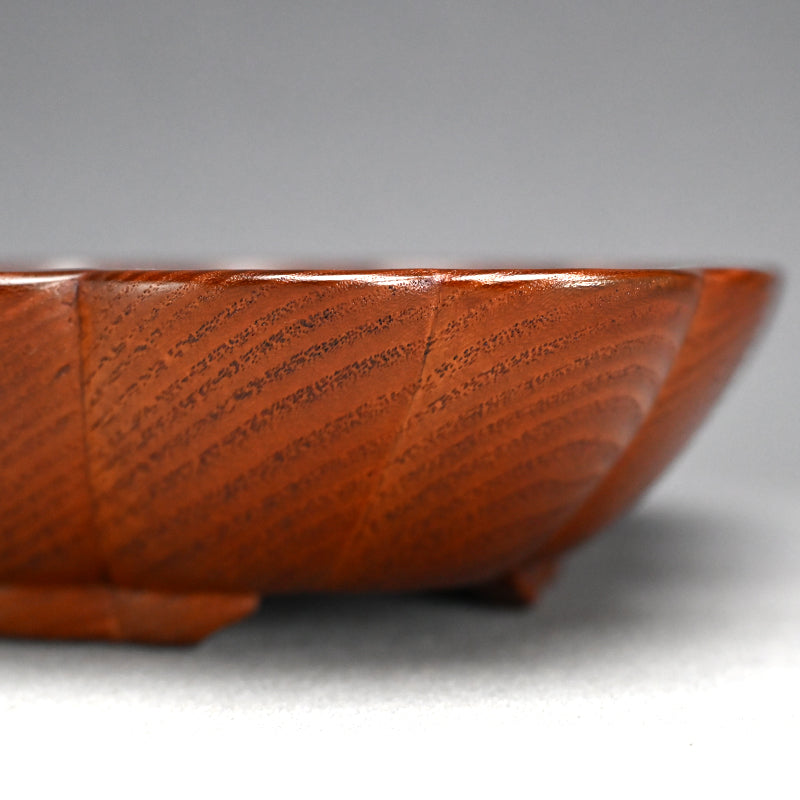 LNT Diamond-Shaped Foliated Wood Bowl ー中量 瑞真 “菱形輪花盛器”