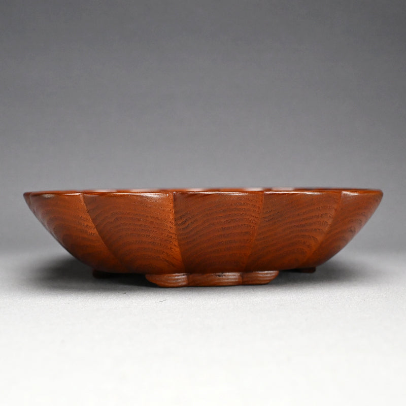 LNT Diamond-Shaped Foliated Wood Bowl ー中量 瑞真 “菱形輪花盛器”