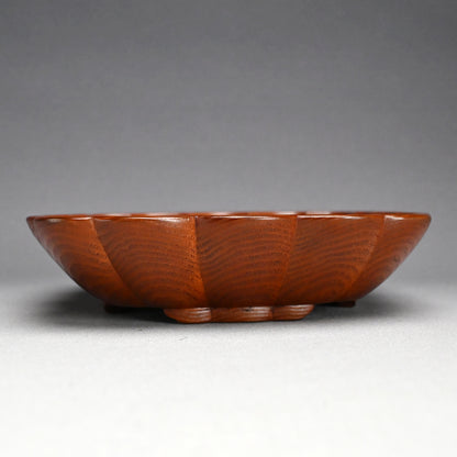 LNT Diamond-Shaped Foliated Wood Bowl ー中量 瑞真 “菱形輪花盛器”