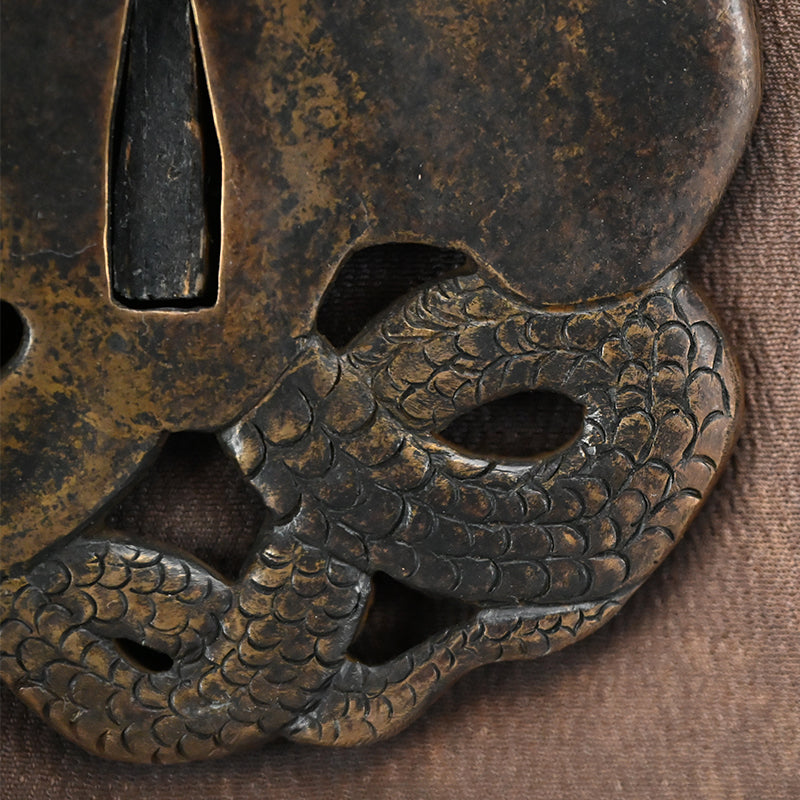 Large Snake & Skull Samurai Sword Tsuba