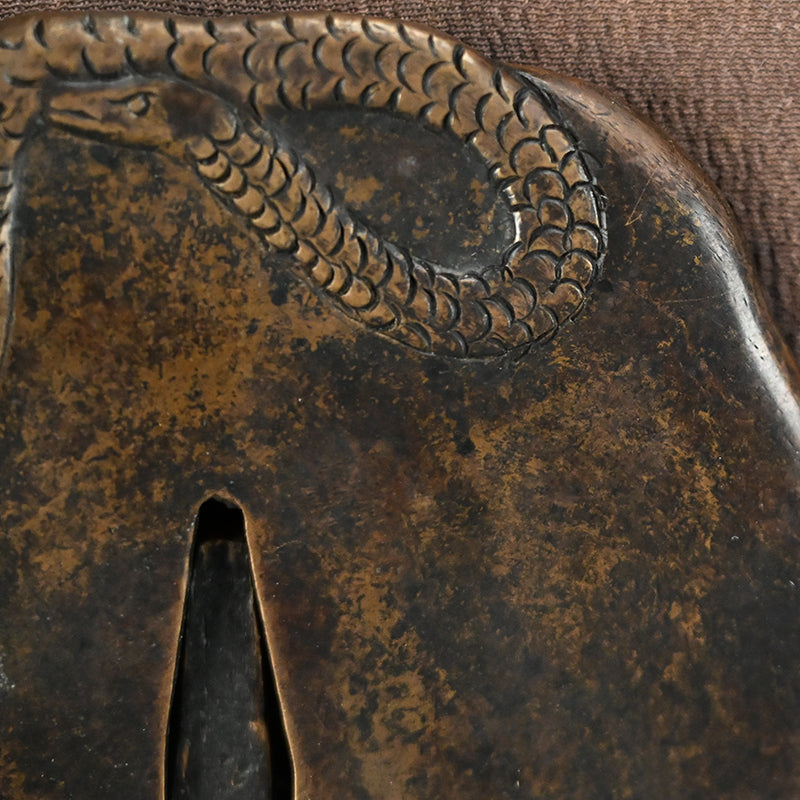 Large Snake & Skull Samurai Sword Tsuba