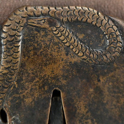 Large Snake & Skull Samurai Sword Tsuba
