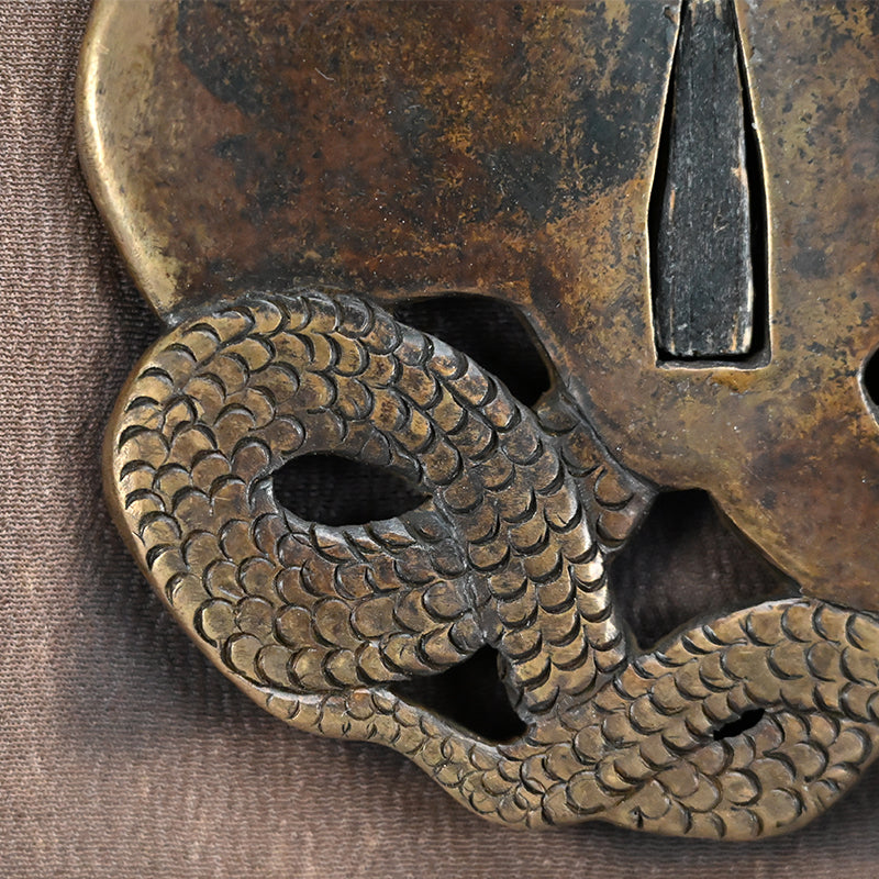 Large Snake & Skull Samurai Sword Tsuba