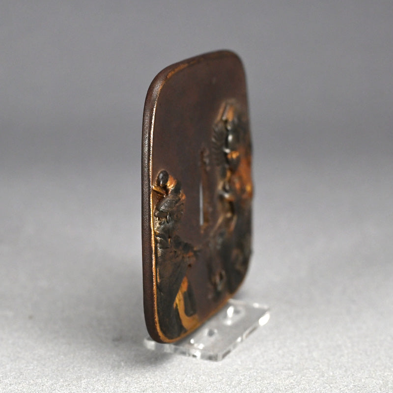 Antique Signed Japanese Samurai Sword Tsuba, King of Hell