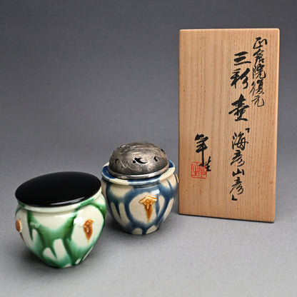 LNT Tri-Colored Pr. Tsubo, Koro, incense burner ー加藤 卓男 “正倉院復元 三彩壺「海彦山彦」"
