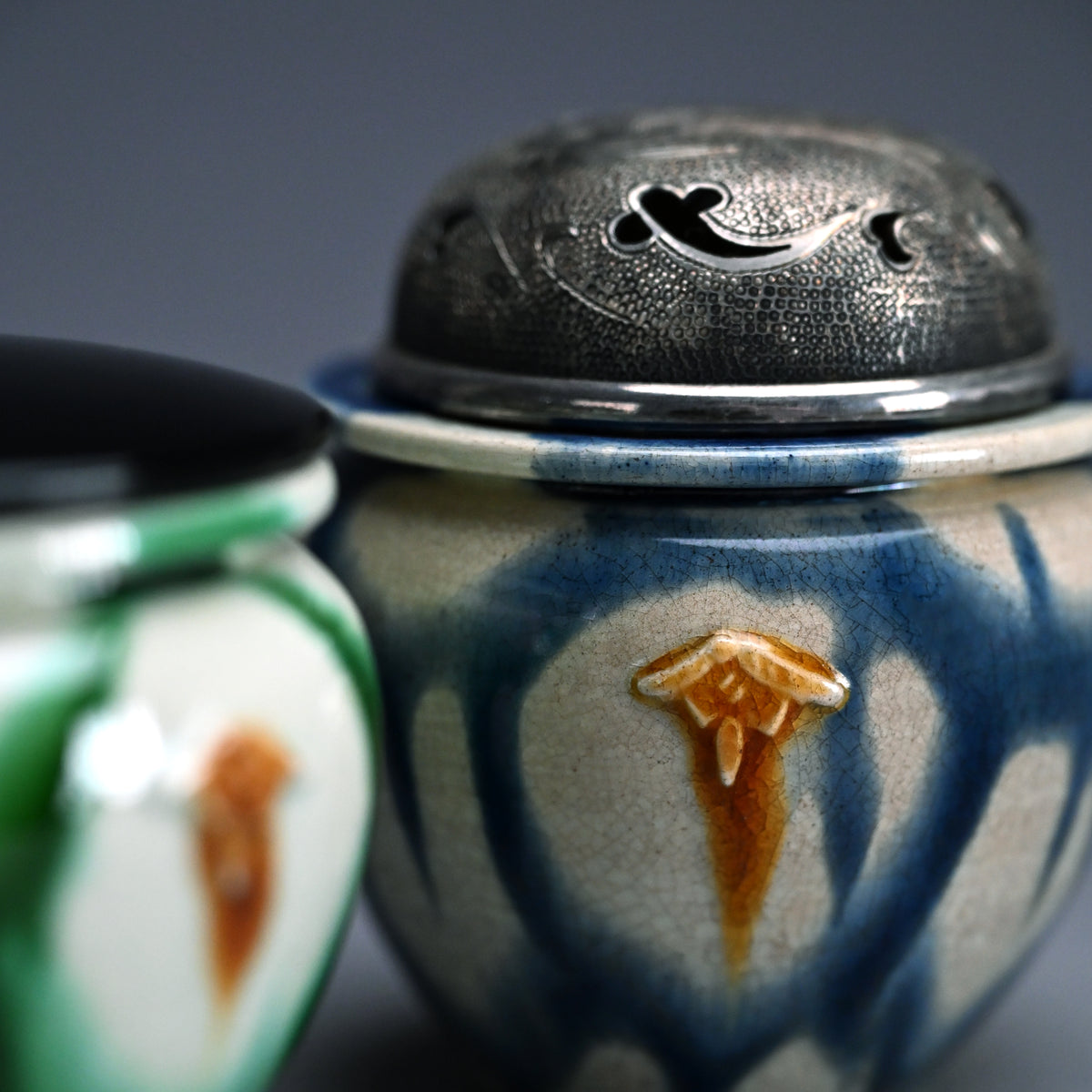 LNT Tri-Colored Pr. Tsubo, Koro, incense burner ー加藤 卓男 “正倉院復元 三彩壺「海彦山彦」"