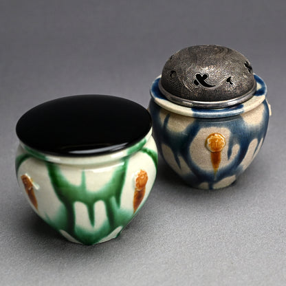 LNT Tri-Colored Pr. Tsubo, Koro, incense burner ー加藤 卓男 “正倉院復元 三彩壺「海彦山彦」"