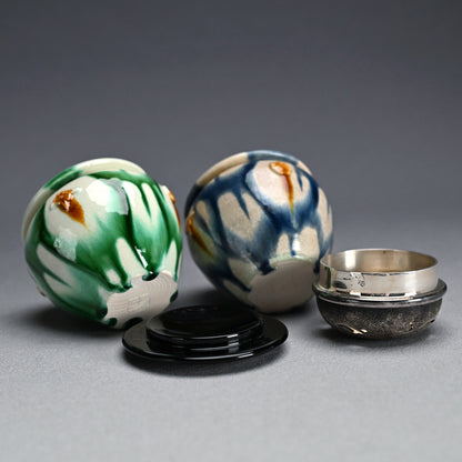 LNT Tri-Colored Pr. Tsubo, Koro, incense burner ー加藤 卓男 “正倉院復元 三彩壺「海彦山彦」"