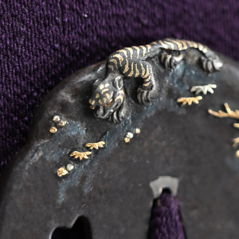 Antique Japanese Katana Sword Guard, Tsuba by Kageharu