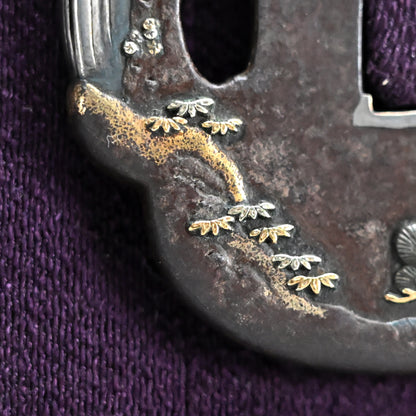 Antique Japanese Katana Sword Guard, Tsuba by Kageharu