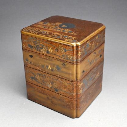 Gleaming Edo p. Japanese Stacking Lacquer Jubako Box Set