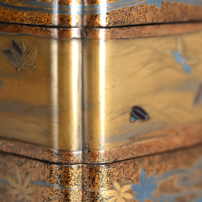 Gleaming Edo p. Japanese Stacking Lacquer Jubako Box Set