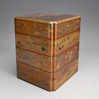 Gleaming Edo p. Japanese Stacking Lacquer Jubako Box Set