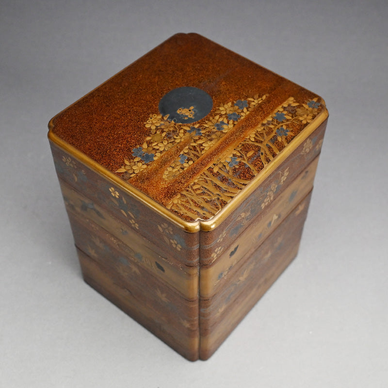 Gleaming Edo p. Japanese Stacking Lacquer Jubako Box Set