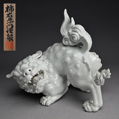 Rare! Fierce White Porcelain Shishi ー十二代 酒井田 柿右衛門 "獅子"
