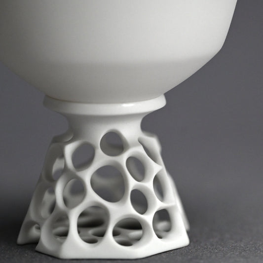 White Bajyohai Sake Cup ー加藤 好康 “透文 馬上杯”