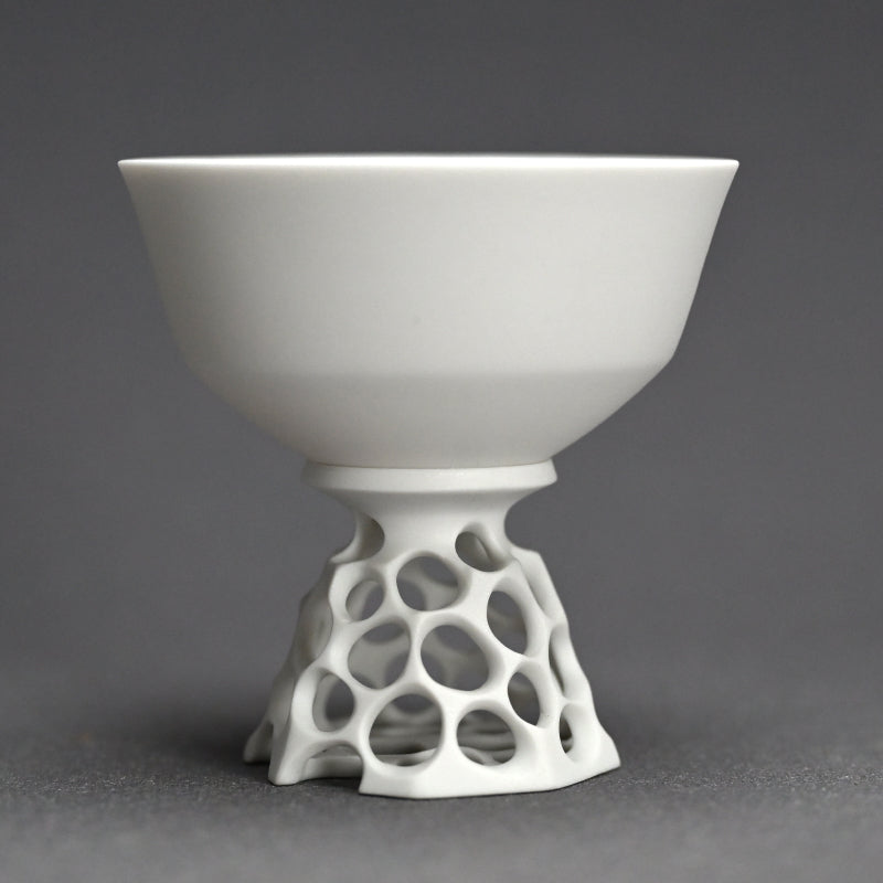 White Bajyohai Sake Cup ー加藤 好康 “透文 馬上杯”