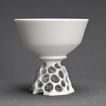 White Bajyohai Sake Cup ー加藤 好康 “透文 馬上杯”