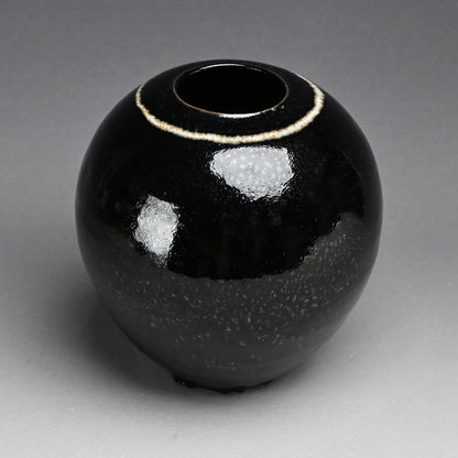 Unique LNT Tenmoku-yu Tsubo ー清水 卯一 “天目釉白文壺”