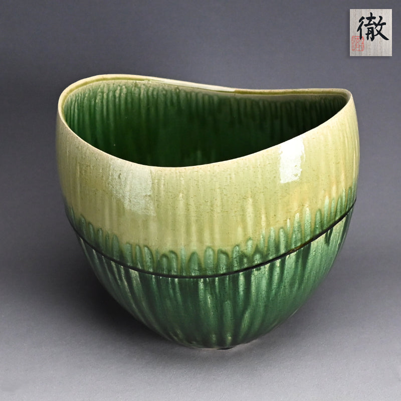 Huge Copper Glaze Tsubo ー鈴木 徹 “緑釉 花器”