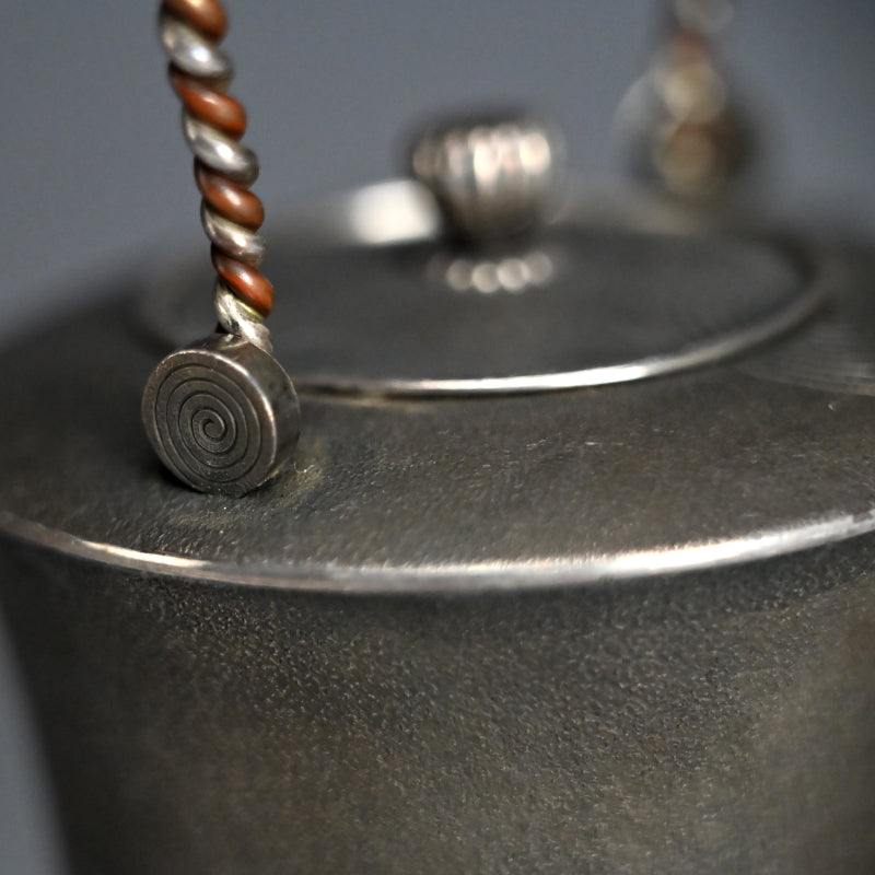 Pair Antique Silver Choshi Sake Servers ー柿畠 甚次郎 “銀梨地 銚子”