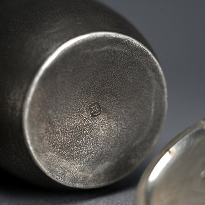 Pair Antique Silver Choshi Sake Servers ー柿畠 甚次郎 “銀梨地 銚子”